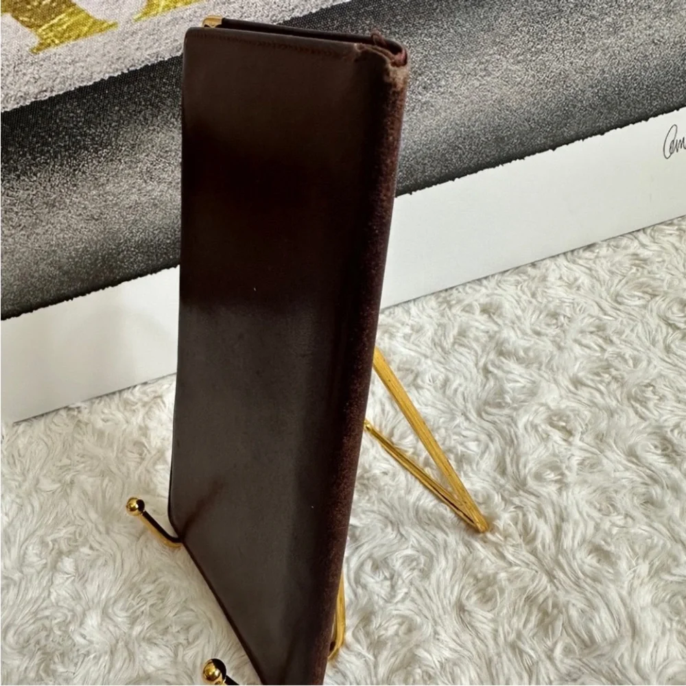Cartier Brown Leather Wallet with Gold Trim